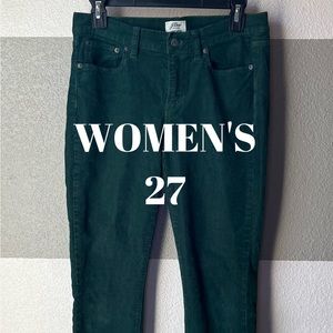 J. CREW Women’s 27 Toothpick Skinny Hunter Green Corduroy Jeans Soft Slimming